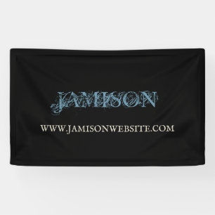 Blue and Black Chic Artsy Business Name Banner