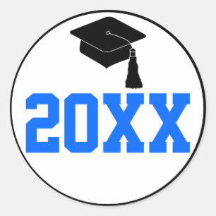 Blue and Black Class Year Graduation Party Classic Round Sticker
