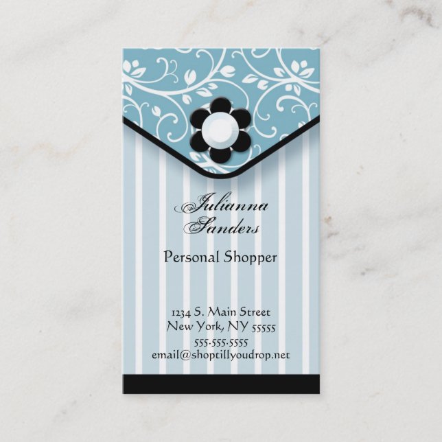Blue and Black Clutch Business Card (Front)