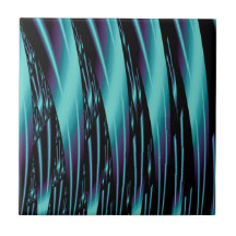 Blue and Black Contemporary Abstract Ceramic Tile