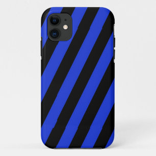 blue and black diagonal stripes iPhone 11 case