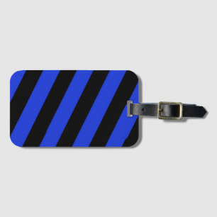 blue and black diagonal stripes luggage tag