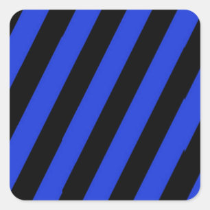 blue and black diagonal stripes square sticker
