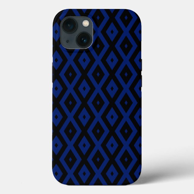 Blue and black diamond pattern Case-Mate iPhone ca Case (Back)