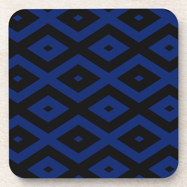 Blue and black diamond pattern coaster (Front)