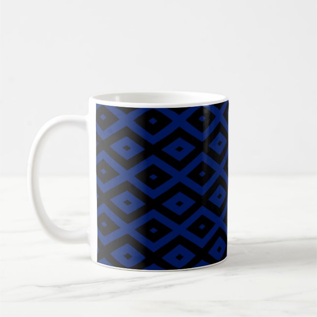 Blue and black diamond pattern coffee mug (Left)