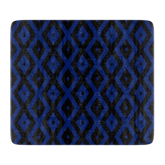 Blue and black diamond pattern cutting board (Front)