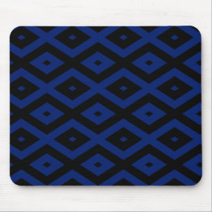 Blue and black diamond pattern mouse mat