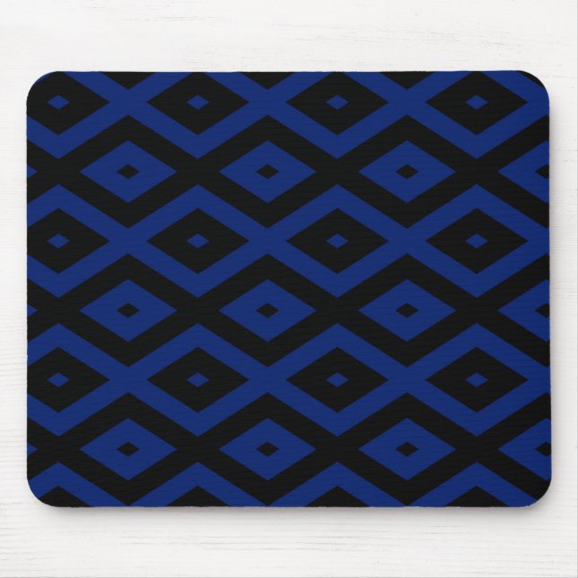 Blue and black diamond pattern mouse mat (Front)
