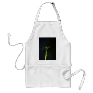 Blue and black Dragonfly on green and red grass Standard Apron