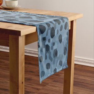 Blue and Black Fish Print  Short Table Runner