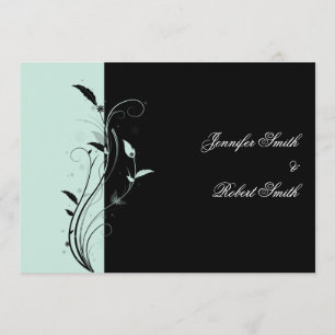 Blue and Black Floral Filigree Wedding Invitation