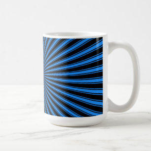 Blue and Black Funky Striped Abstract Art Coffee Mug