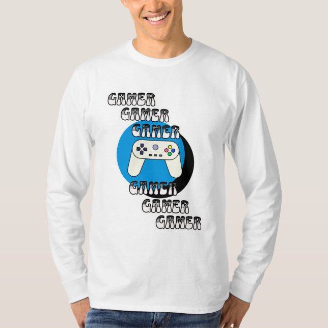 Blue and Black Gamer | Video Controller T-Shirt (Front)