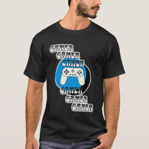 Blue and Black Gamer Video Controller T-Shirt