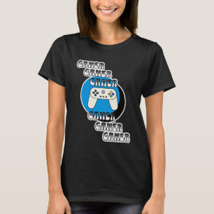 Blue and Black Gamer Video Controller T-Shirt