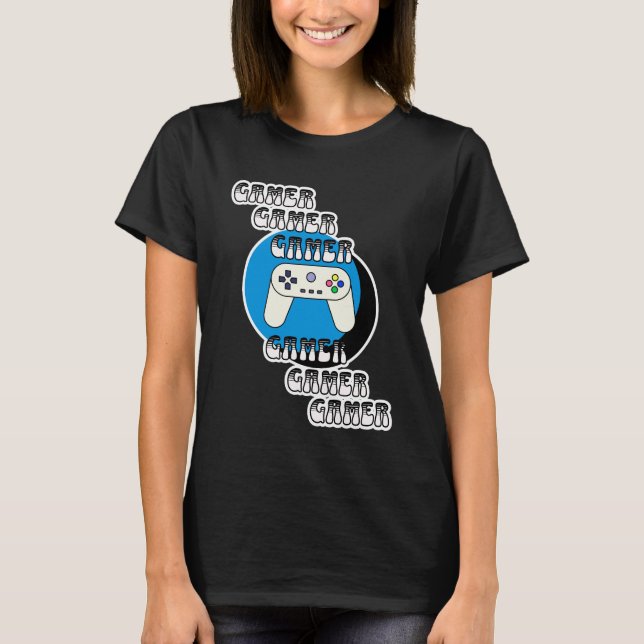 Blue and Black Gamer | Video Controller T-Shirt (Front)