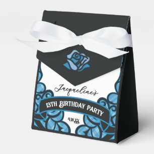 Blue and Black Gated Rose Princess Birthday Favor Favour Box