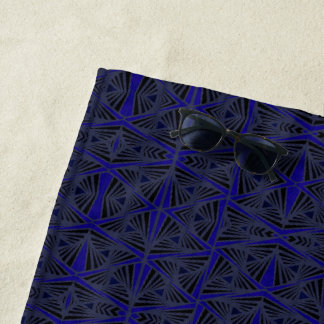 Blue and black geometric pattern. beach towel