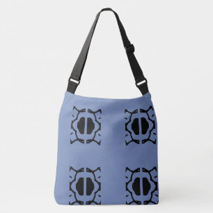 Blue and Black Geometrical Pattern Crossbody Bag