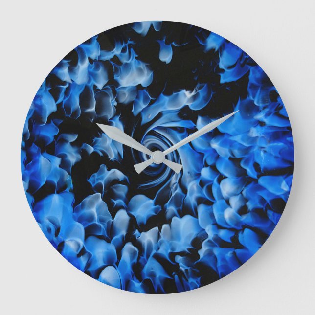blue and black glass abstract large clock (Front)