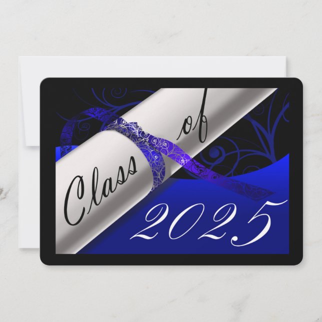 Blue and Black Graduation Announcement (Front)