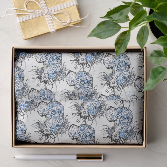 Blue and Black Great Danes Tissue Paper  (Gift)