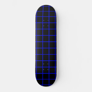 Blue and Black Grid Pattern Skateboard Deck