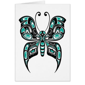 Blue and Black Haida Spirit Butterfly on White