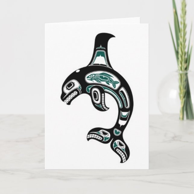 Blue and Black Haida Spirit Killer Whale Card (Front)
