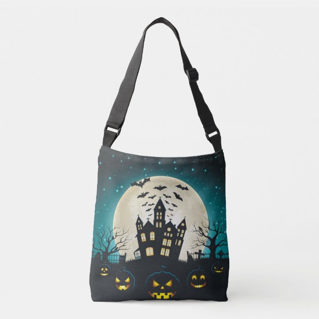 Blue and Black Halloween Crossbody Bag (Front)