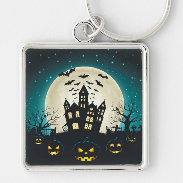 Blue and Black Halloween Key Ring (Front)