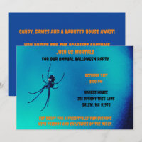 Blue and Black  Halloween Scary Black Spider 