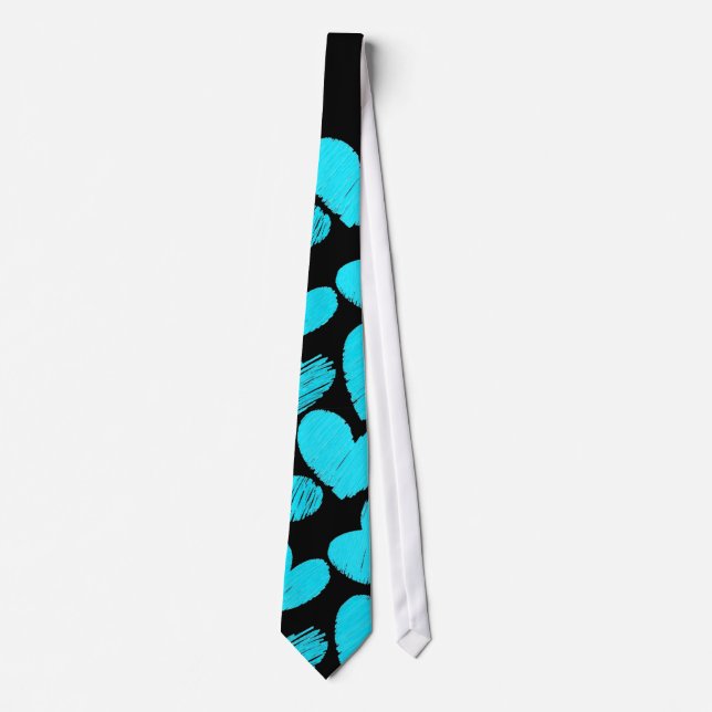 Blue and black hearts Tie (Front)