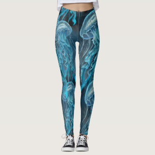 Blue and Black Jellyfish Leggings