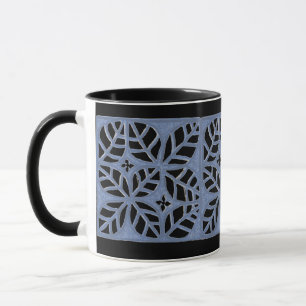 Blue and Black leaf pattern mug