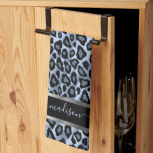 Blue and Black Leopard - Customise Tea Towel