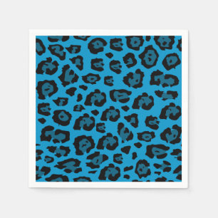 Blue and Black Leopard Print Napkin