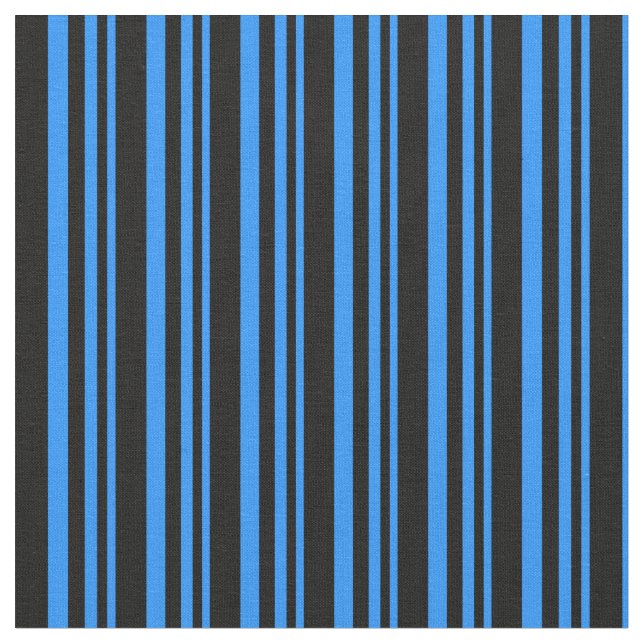 Blue and Black Lined/Striped Pattern Fabric (Close Up)
