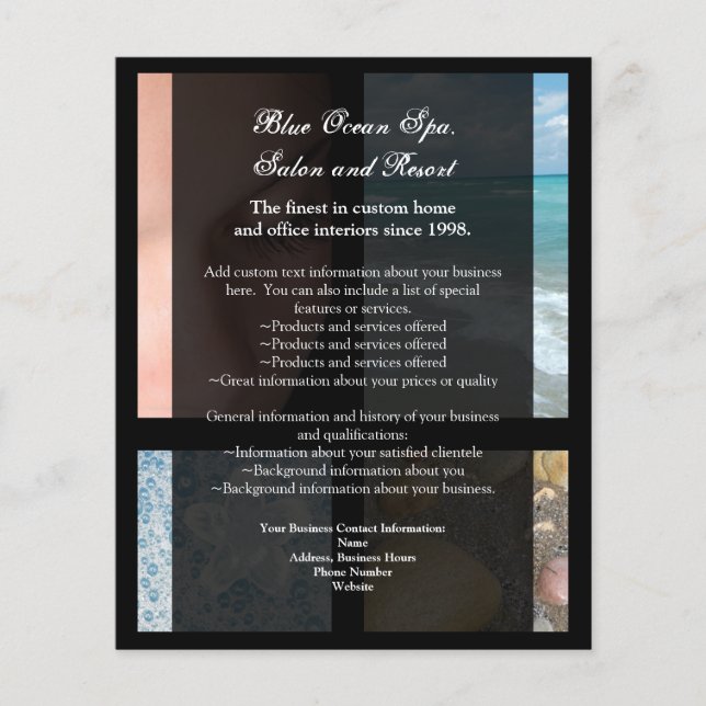 Blue and Black Luxury Spa Resort Theme Flyer (Front)