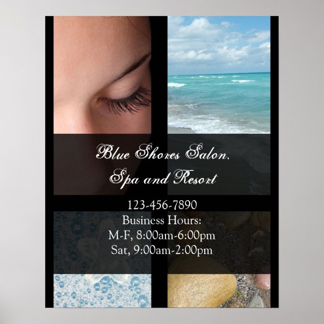 Blue and Black Luxury Spa Resort Theme Poster (Front)