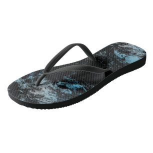 Blue and black marble Abstract Flip Flops