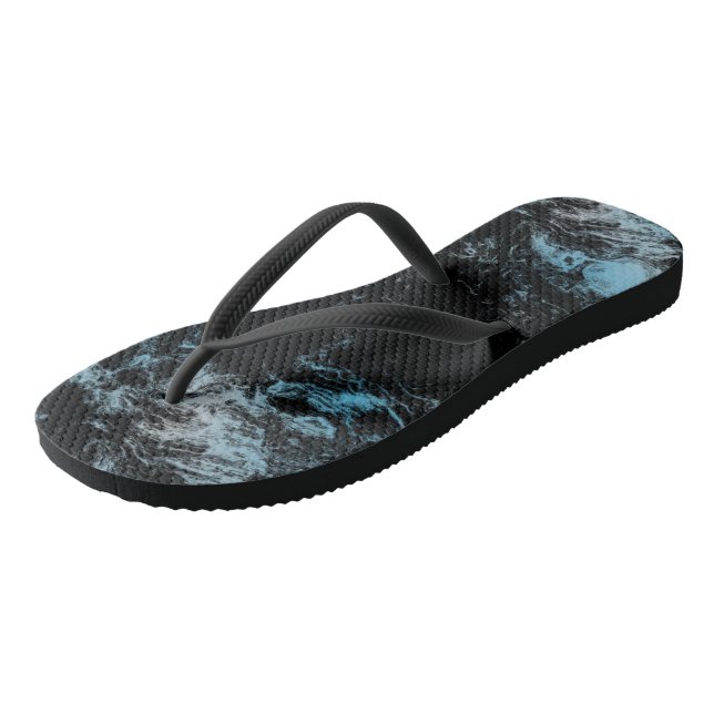 Blue and black marble Abstract Flip Flops (Angled)