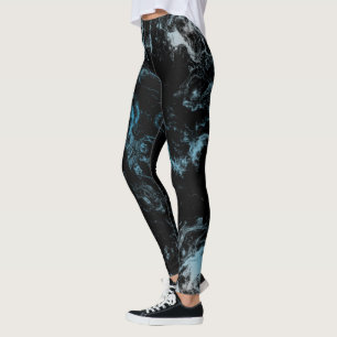 Blue and black marble Abstract Leggings