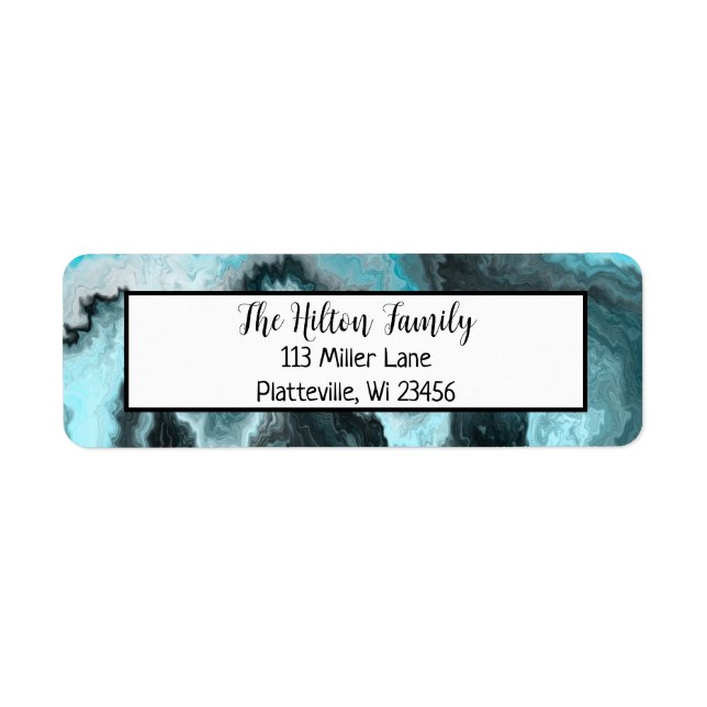 Blue and Black Marble Fluid Art  (Front)