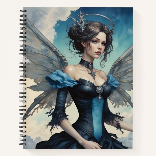 Blue and Black Mechanical Fairy Notebook (Front)
