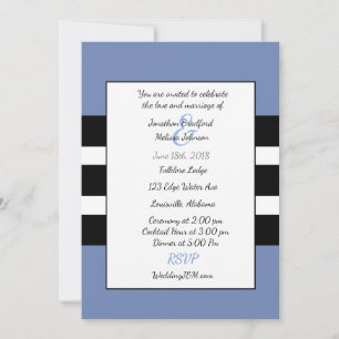 Blue and Black Modern Stripe Wedding Invitations