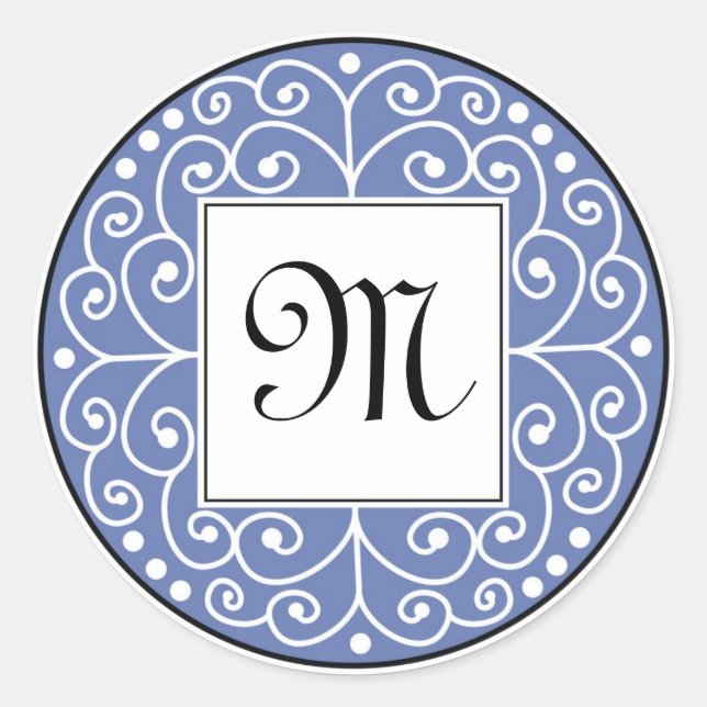 Blue And Black Monogram Sticker (Front)