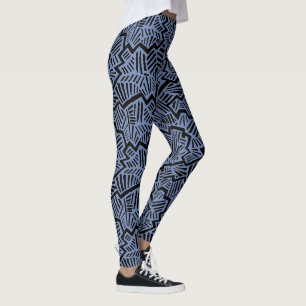 Blue and Black Pattern Leggings