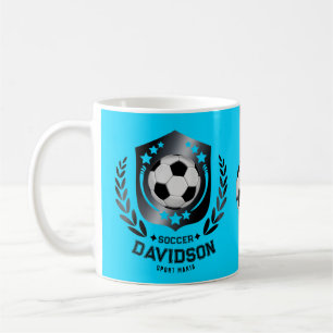 Blue and Black Personalized Soccer Custom Text Coffee Mug